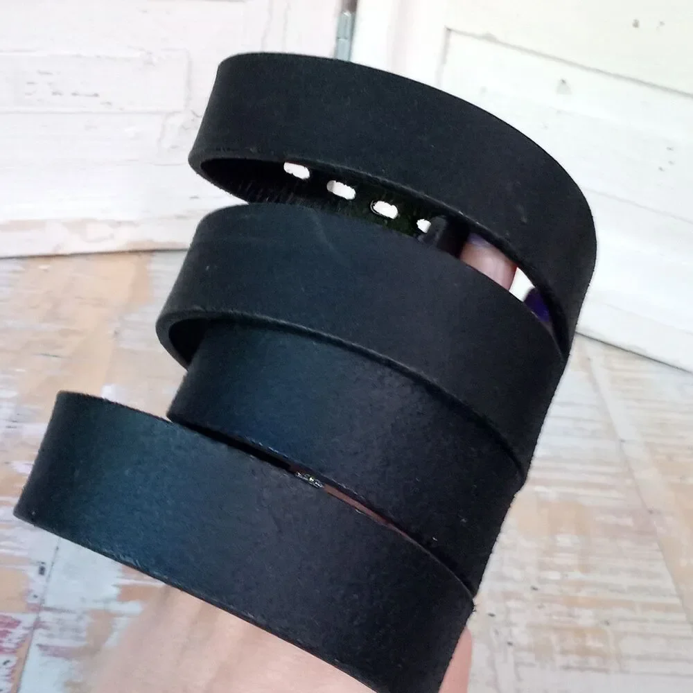 Y2K Vintage Twin Hill UPS Leather Belt 48 52 Black Silver Workwear Gorp USA Made